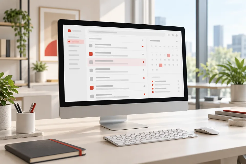 Illustration of a business email and calendar workstation